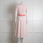 Me + Em White Red Dot Short Sleeve Midi Dress