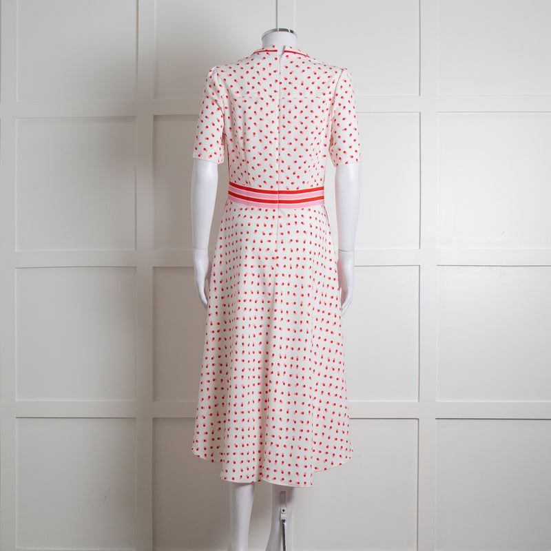 Me + Em White Red Dot Short Sleeve Midi Dress