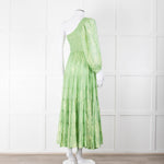 Sundress Green and Gold Lurex Smocked One Shoulder Maxi Dress
