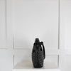 Woven Black Leather Cross Body Bag