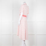 Me + Em White Red Dot Short Sleeve Midi Dress