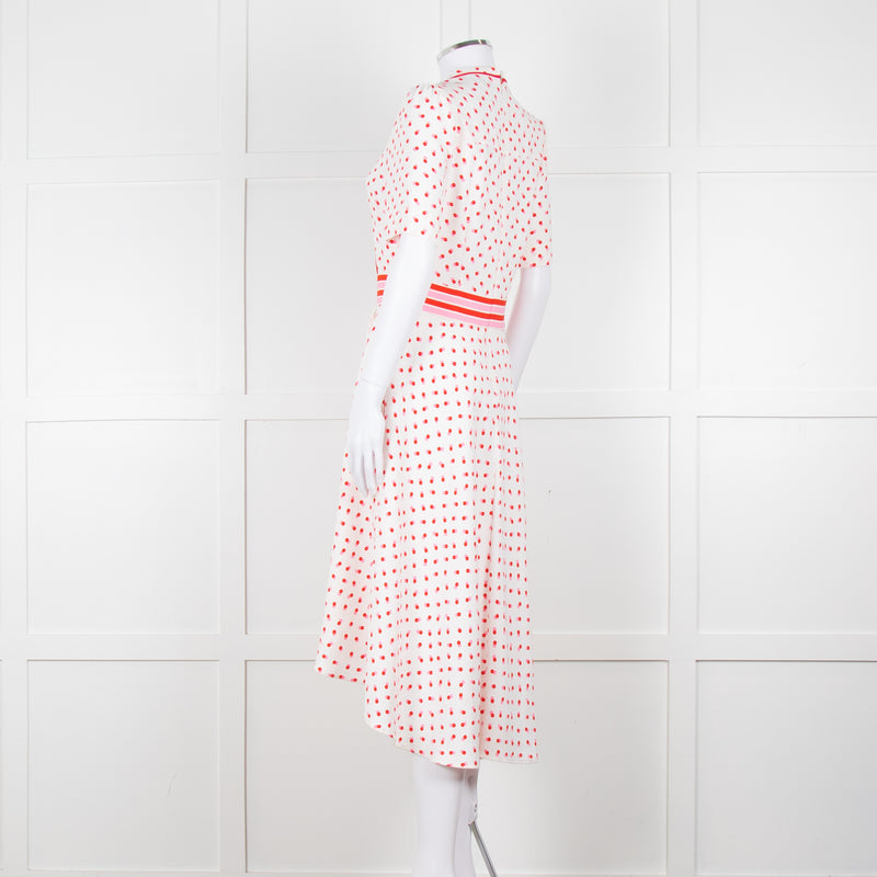 Me + Em White Red Dot Short Sleeve Midi Dress