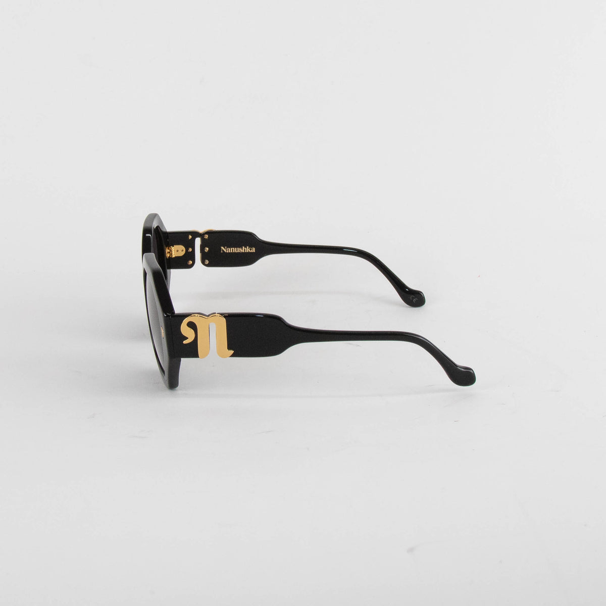 Nanushka Carlen Hexagonal Black Sunglasses