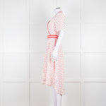 Me + Em White Red Dot Short Sleeve Midi Dress