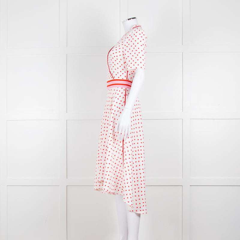 Me + Em White Red Dot Short Sleeve Midi Dress