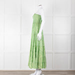 Sundress Green and Gold Lurex Smocked One Shoulder Maxi Dress