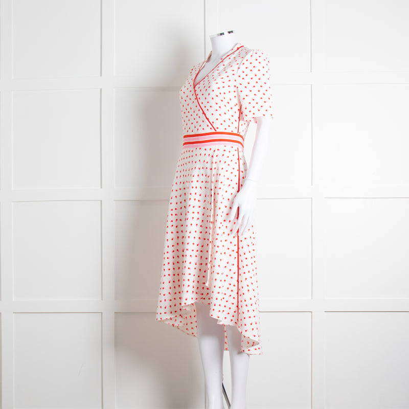 Me + Em White Red Dot Short Sleeve Midi Dress