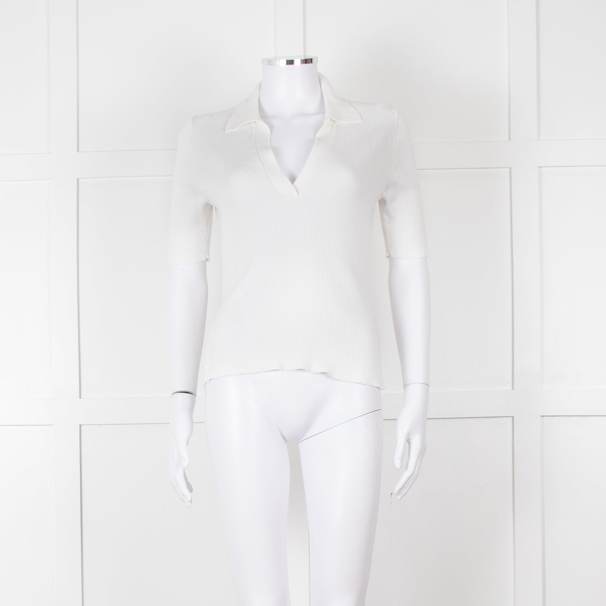Me + Em White Ribbed V-Neck Top