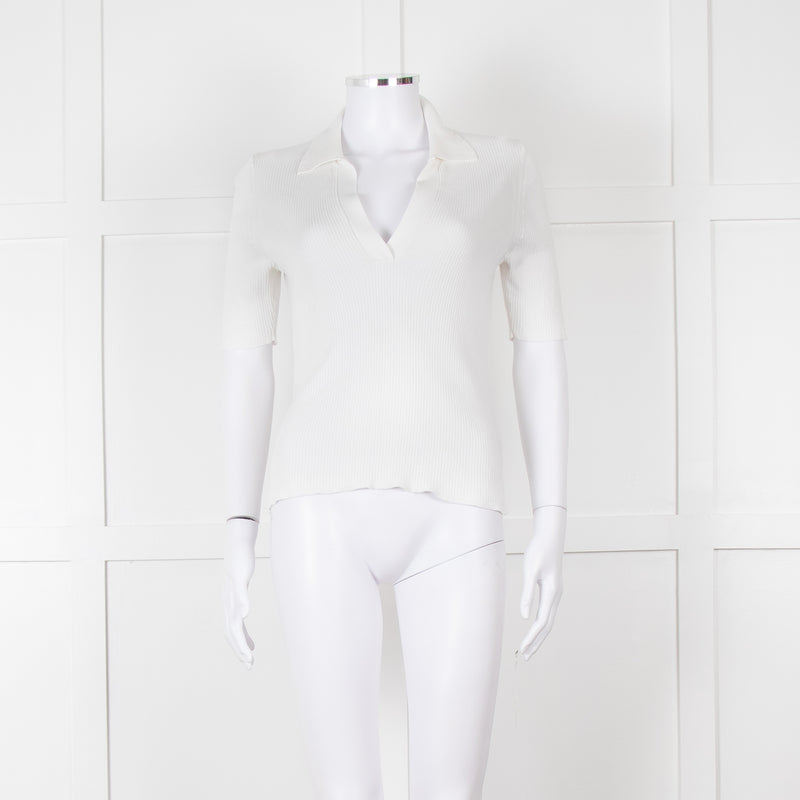 Me + Em White Ribbed V-Neck Top