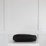 Woven Black Leather Cross Body Bag