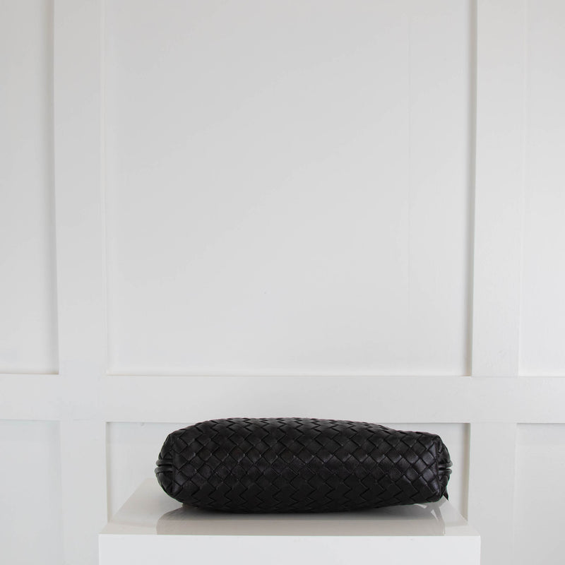 Woven Black Leather Cross Body Bag