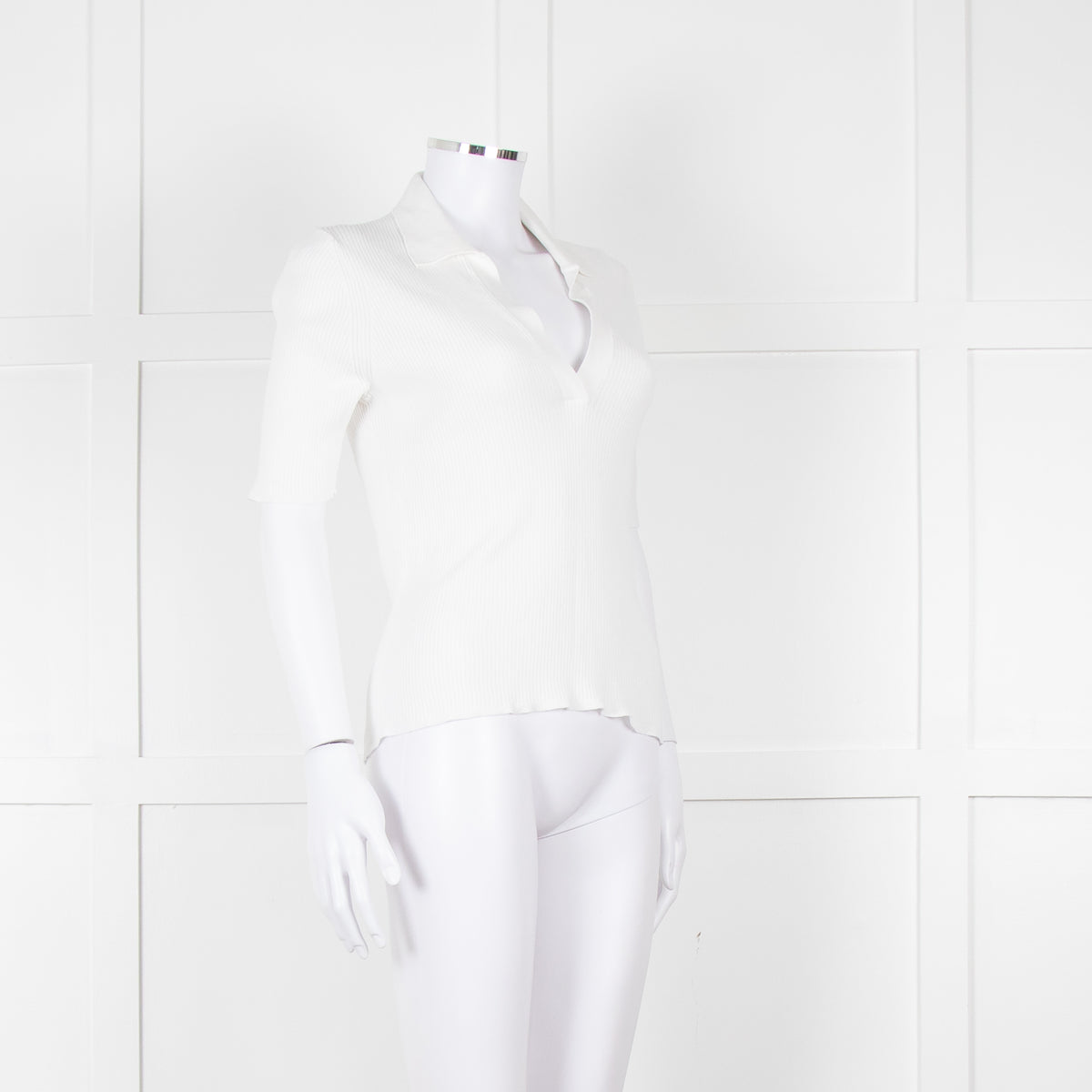 Me + Em White Ribbed V-Neck Top