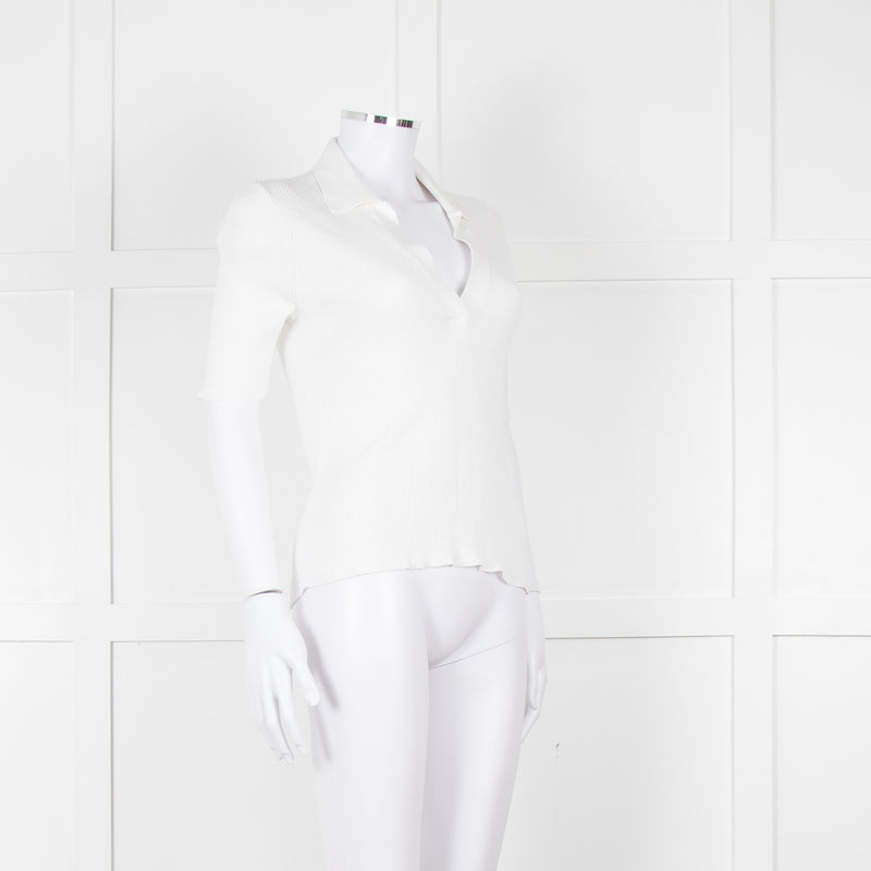 Me + Em White Ribbed V-Neck Top