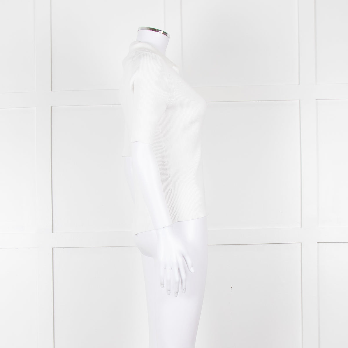 Me + Em White Ribbed V-Neck Top