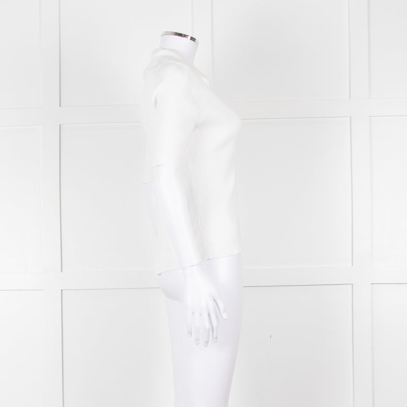 Me + Em White Ribbed V-Neck Top