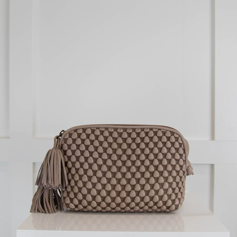 Tissa Fontaneda Gizmo Taupe Tassel Crossbody Bag