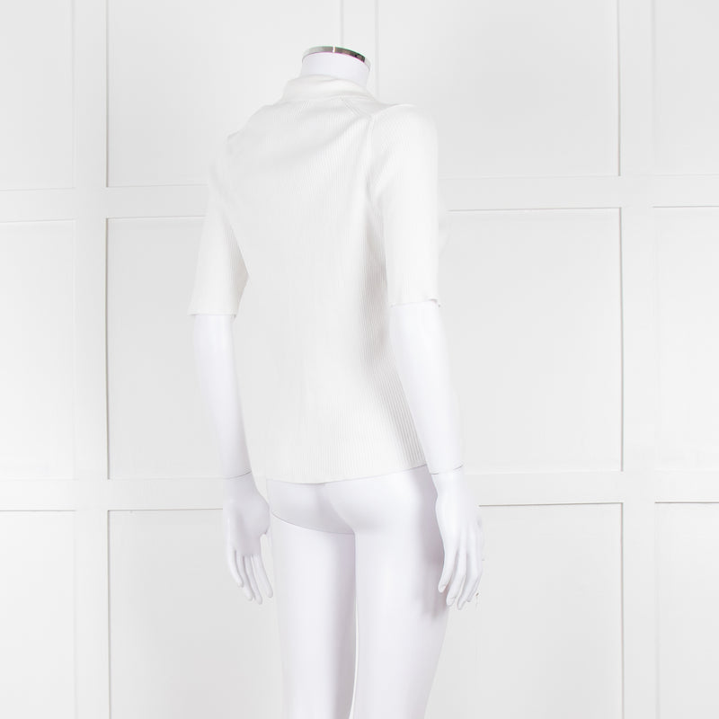 Me + Em White Ribbed V-Neck Top
