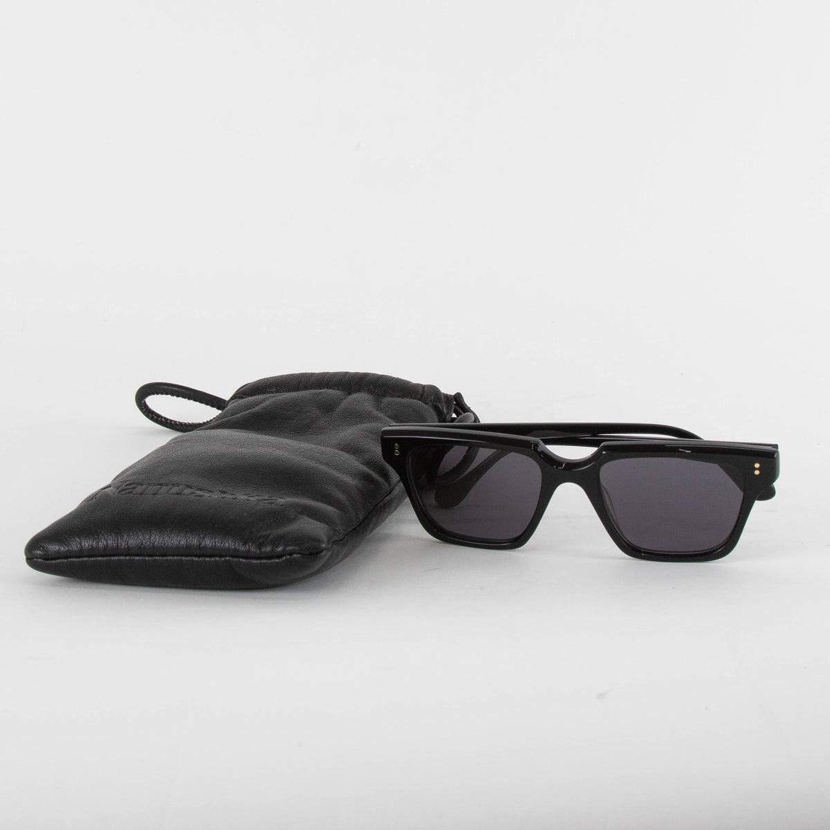 Nanushka Cadao Black Rectangle Frame Sunglasses