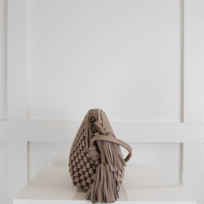 Tissa Fontaneda Gizmo Taupe Tassel Crossbody Bag