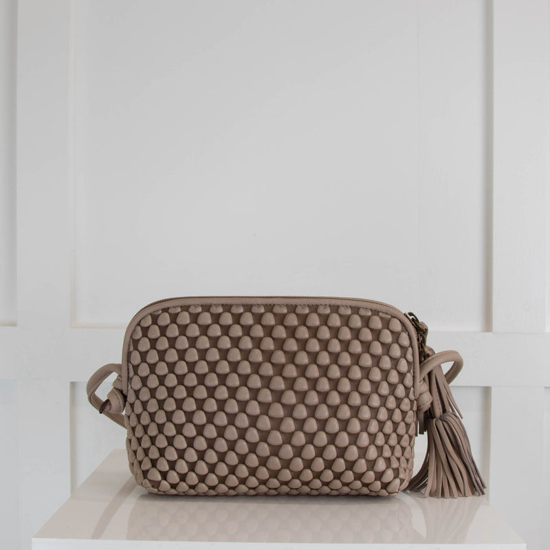 Tissa Fontaneda Gizmo Taupe Tassel Crossbody Bag