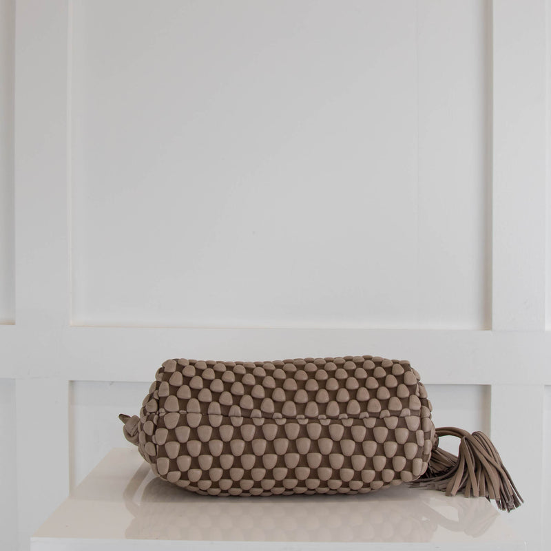 Tissa Fontaneda Gizmo Taupe Tassel Crossbody Bag