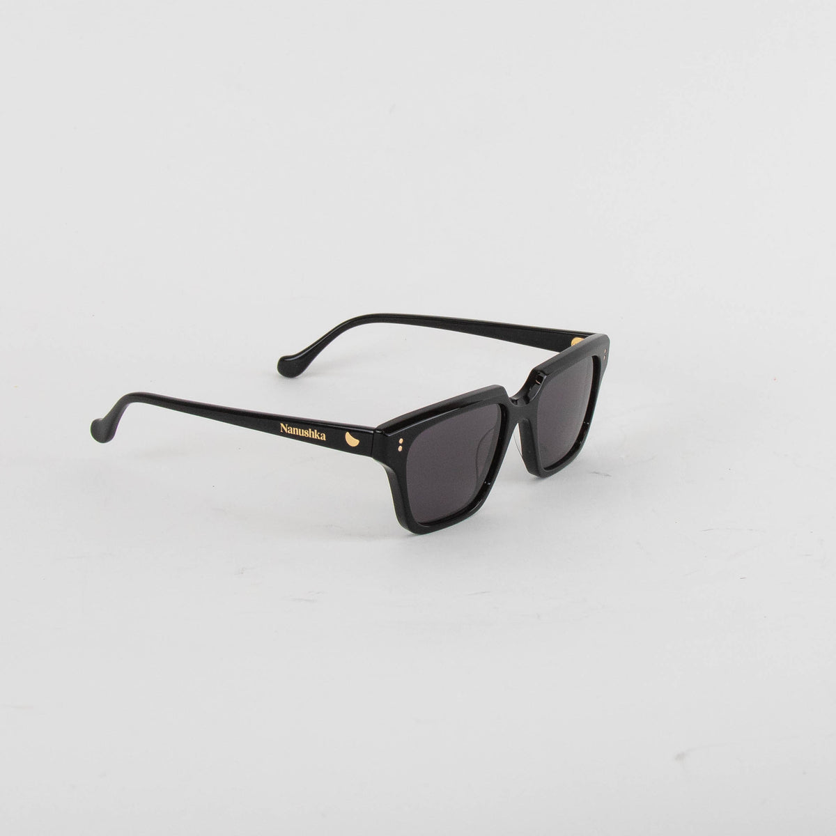 Nanushka Cadao Black Rectangle Frame Sunglasses
