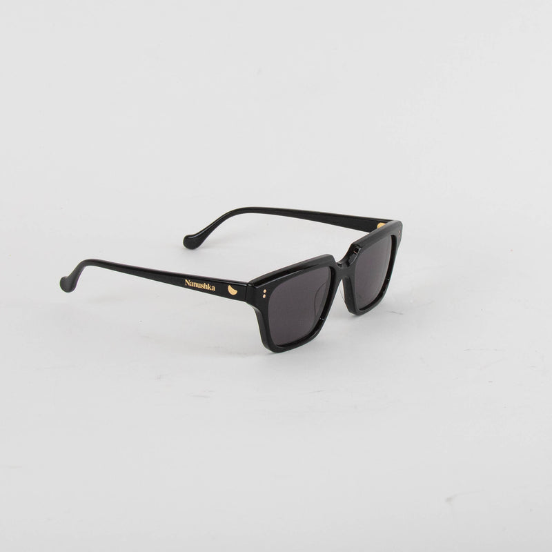 Nanushka Cadao Black Rectangle Frame Sunglasses
