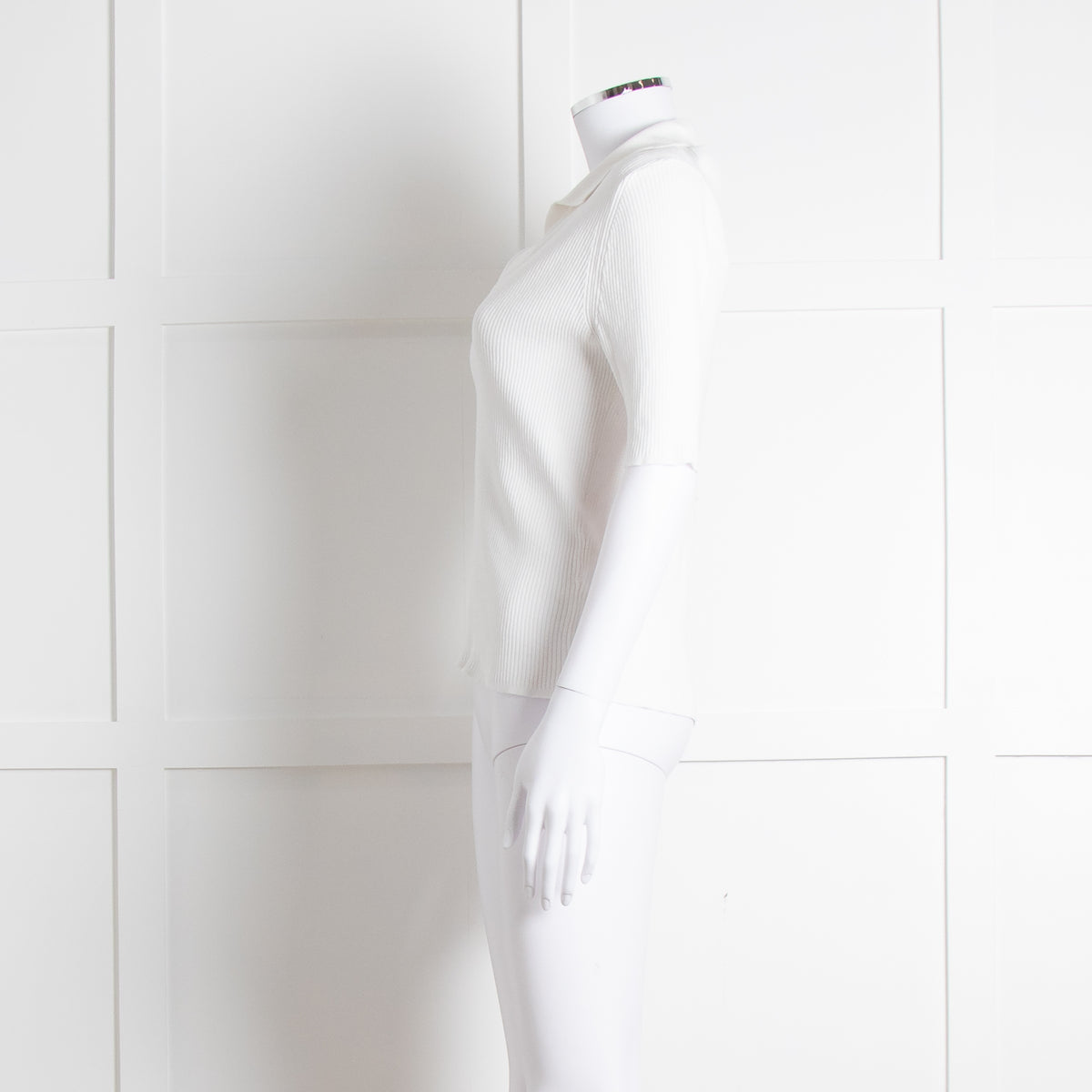 Me + Em White Ribbed V-Neck Top