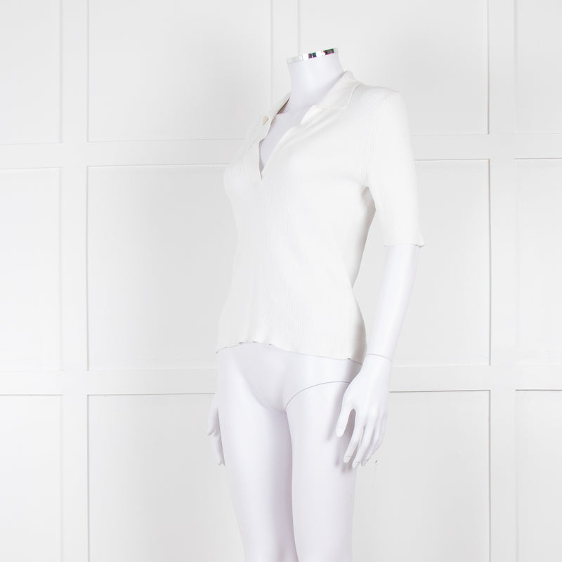 Me + Em White Ribbed V-Neck Top