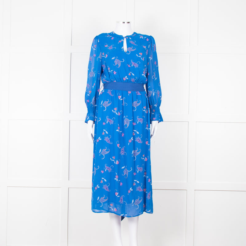 Aspiga Blue Paisley Print Belted Dress