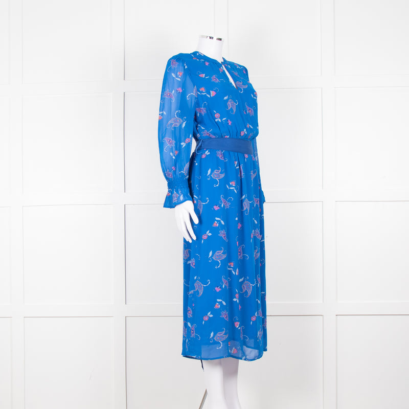 Aspiga Blue Paisley Print Belted Dress