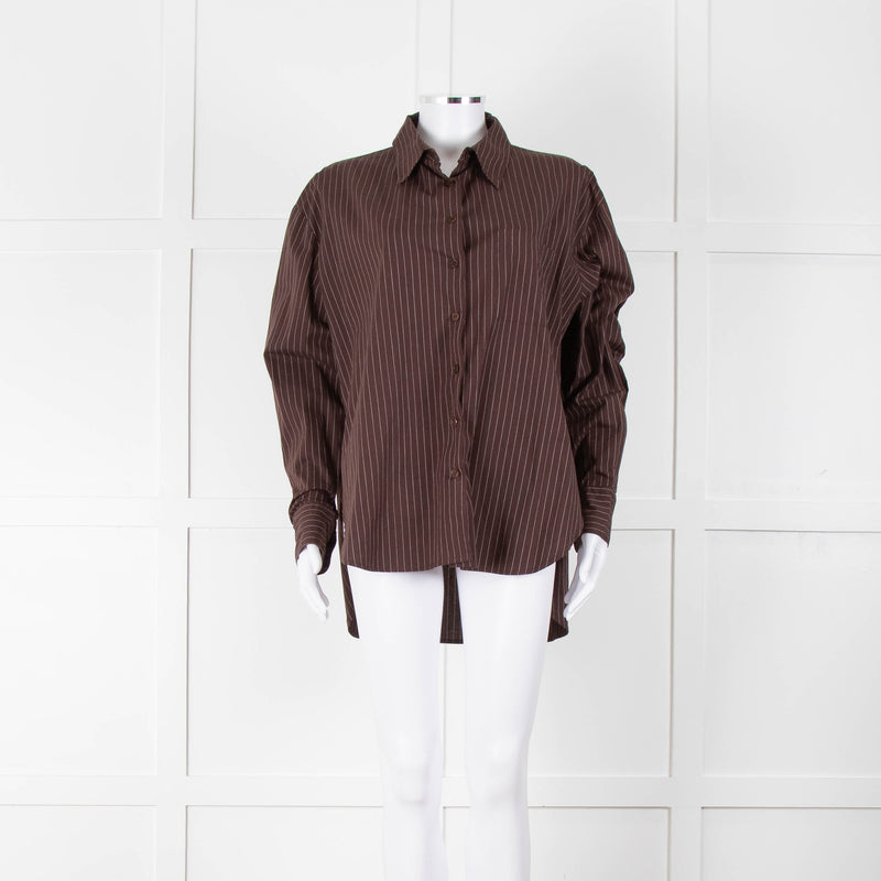 Reformation Brown Pinstripe Cotton Shirt
