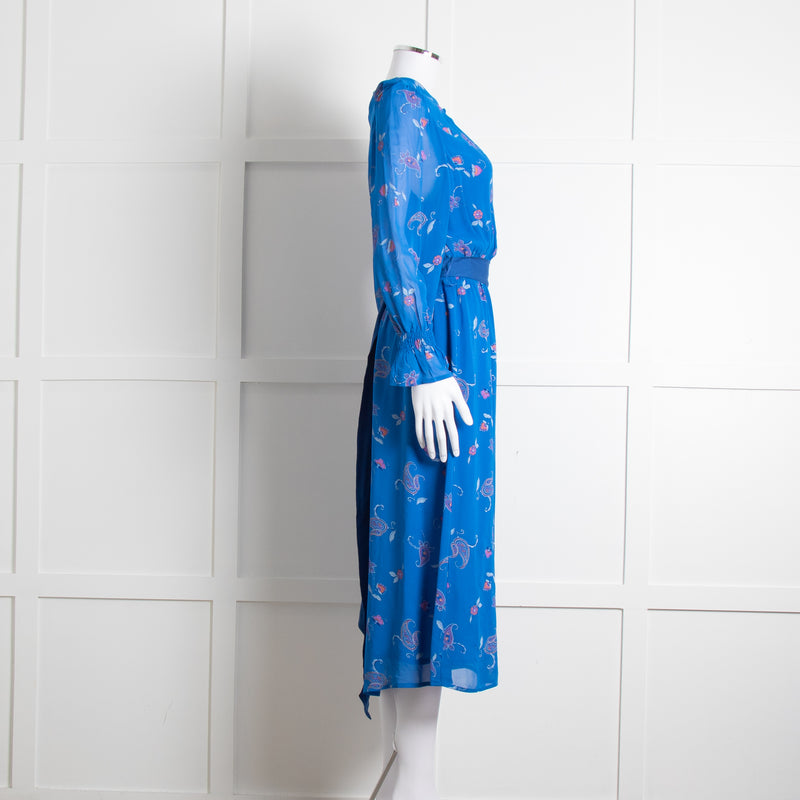 Aspiga Blue Paisley Print Belted Dress
