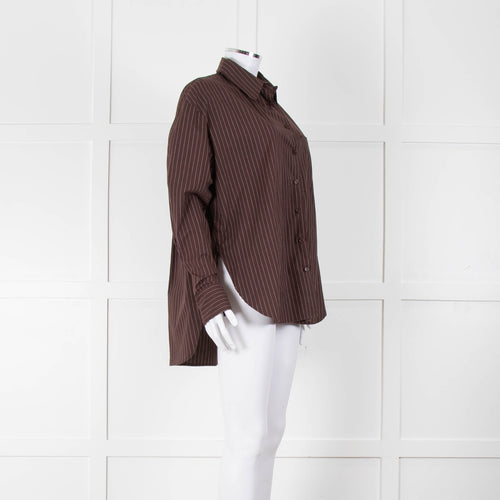 Reformation Brown Pinstripe Cotton Shirt