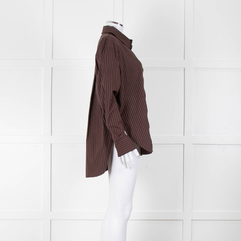Reformation Brown Pinstripe Cotton Shirt