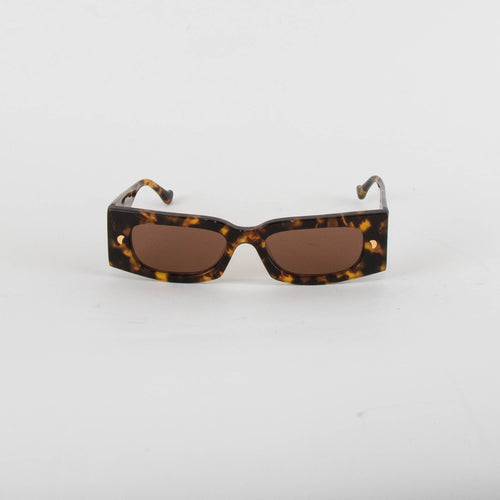 Nanushka Fenna Dark Amber Narrow Sunglasses