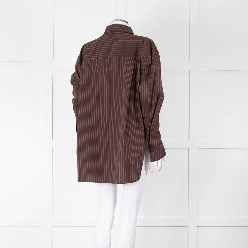 Reformation Brown Pinstripe Cotton Shirt
