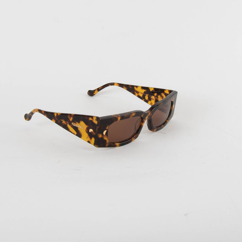 Nanushka Fenna Dark Amber Narrow Sunglasses