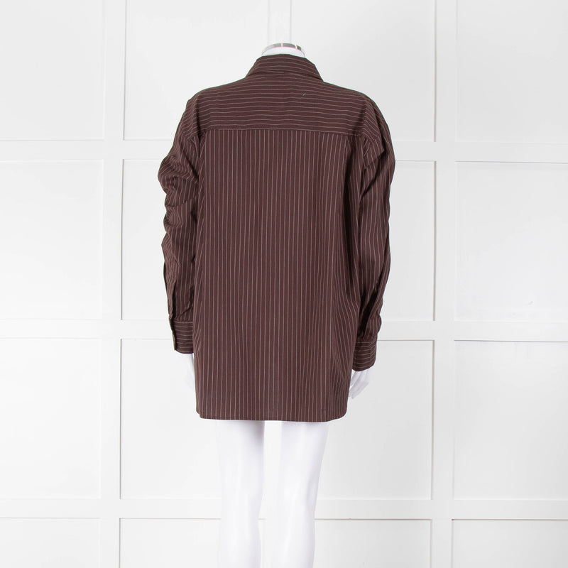 Reformation Brown Pinstripe Cotton Shirt