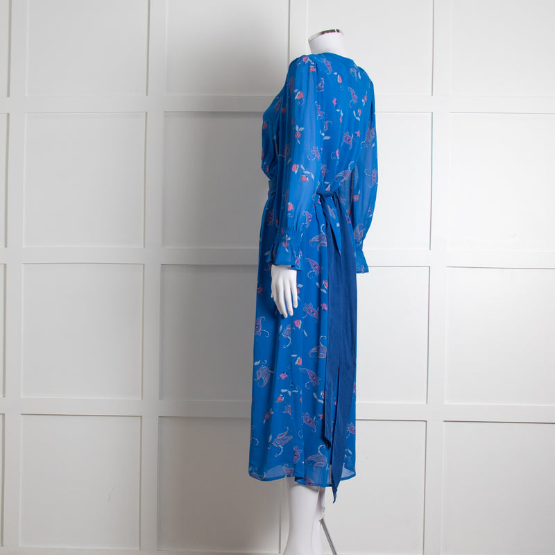Aspiga Blue Paisley Print Belted Dress