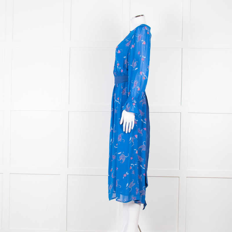 Aspiga Blue Paisley Print Belted Dress