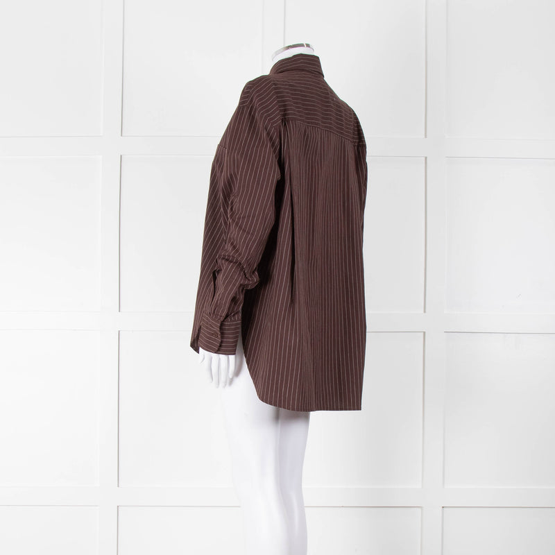Reformation Brown Pinstripe Cotton Shirt