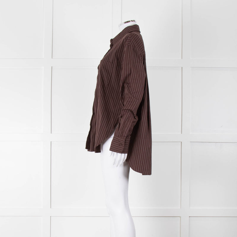 Reformation Brown Pinstripe Cotton Shirt