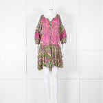 Miss June Green Embroidered Kaftan Mini Dress