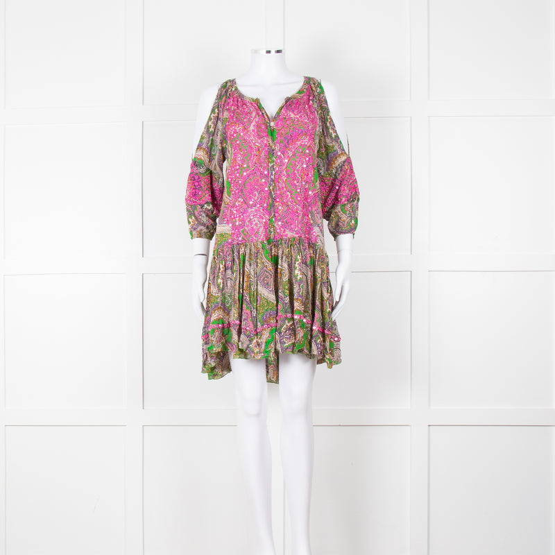Miss June Green Embroidered Kaftan Mini Dress
