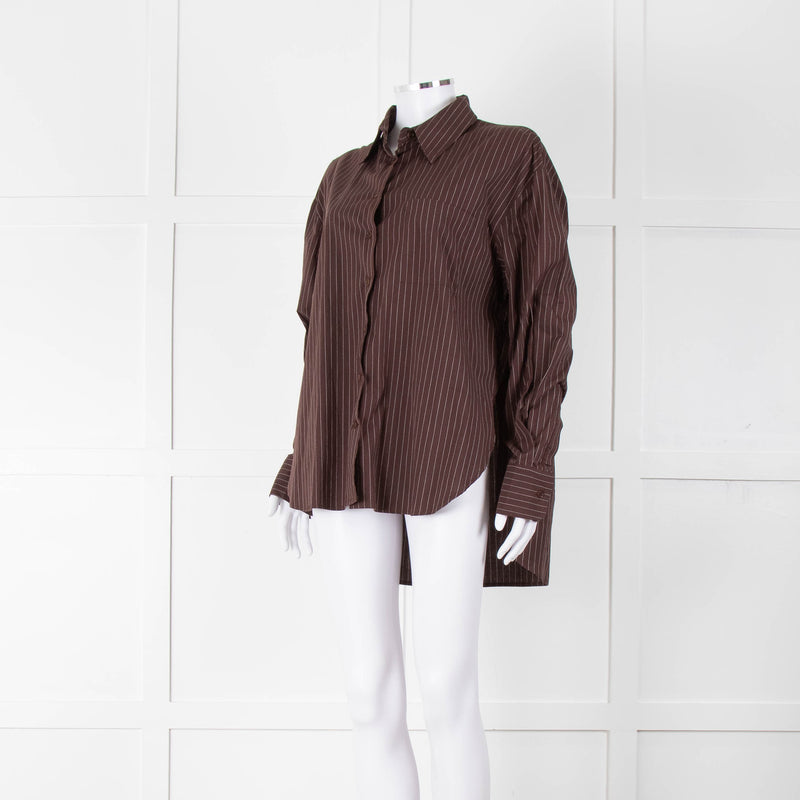 Reformation Brown Pinstripe Cotton Shirt