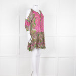 Miss June Green Embroidered Kaftan Mini Dress