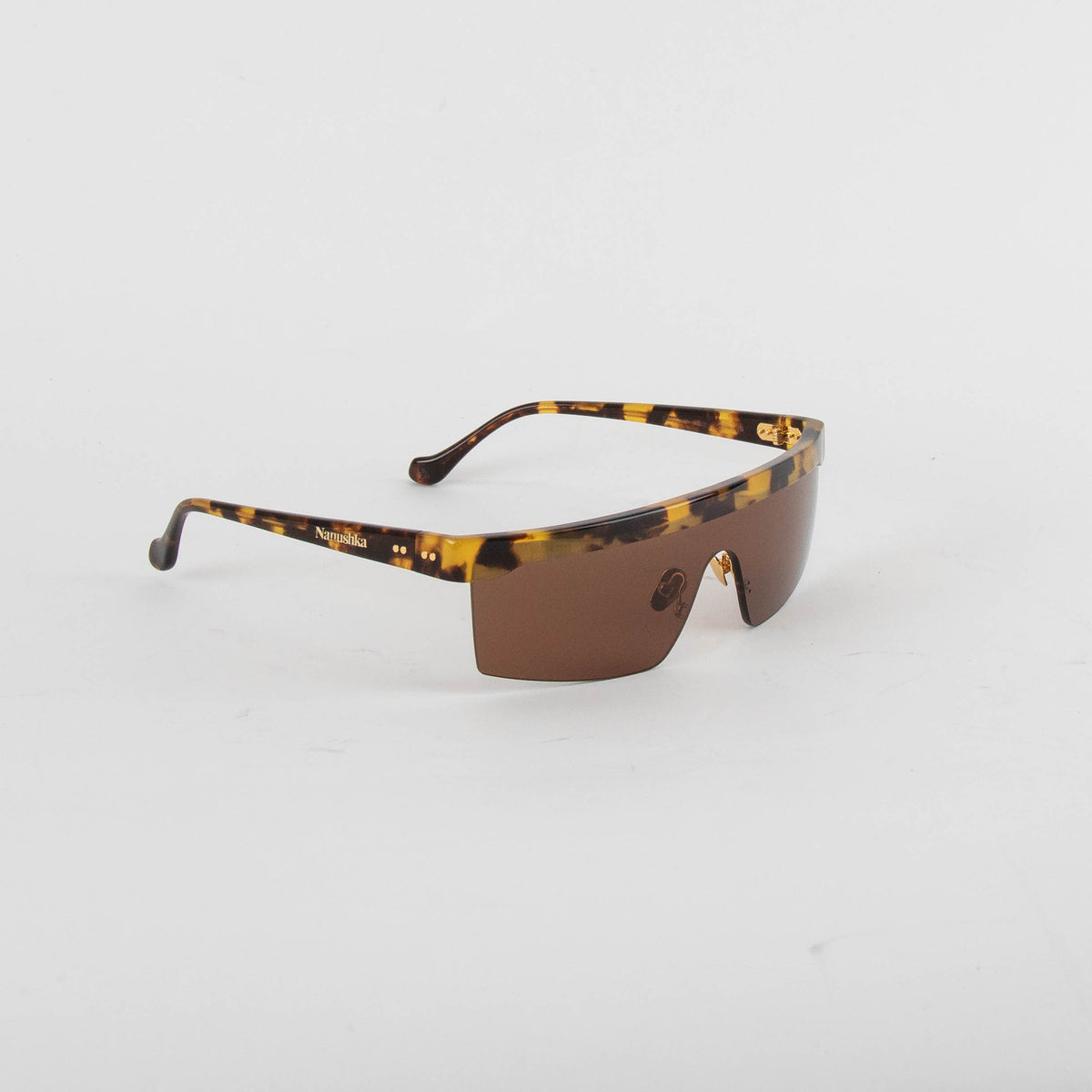 Nanushka Brown Callias Dark Amber Flat Top Sunglasses