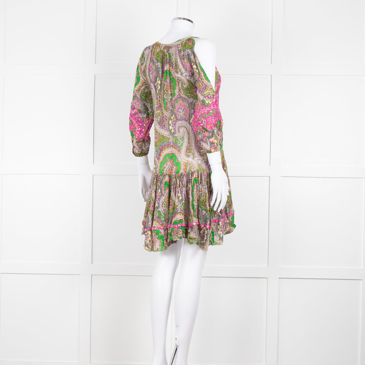 Miss June Green Embroidered Kaftan Mini Dress