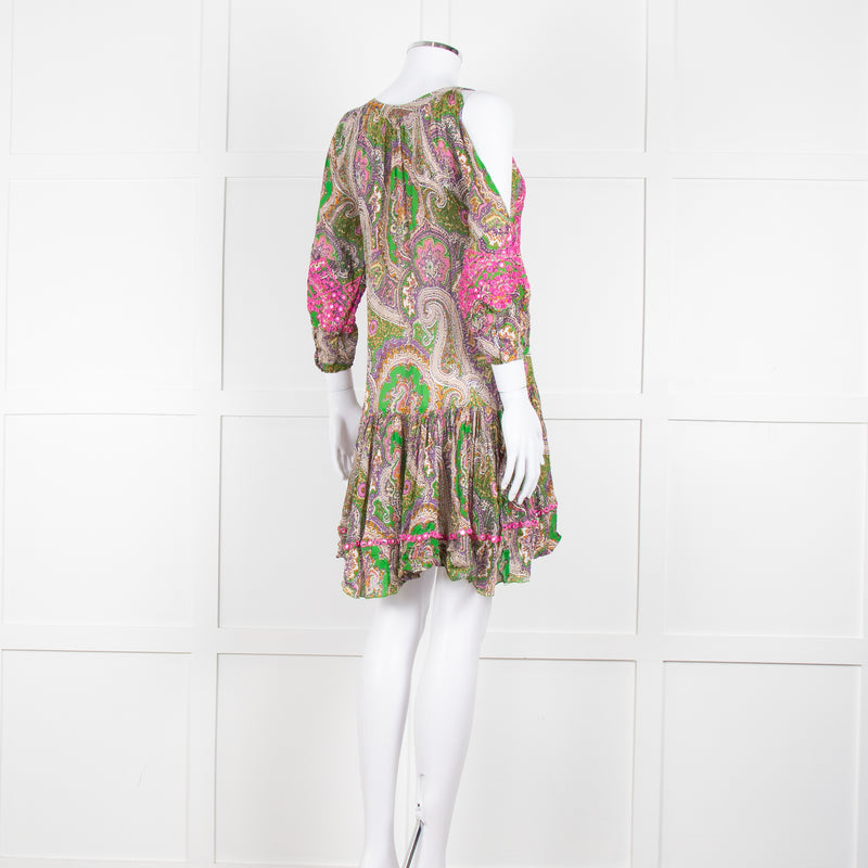 Miss June Green Embroidered Kaftan Mini Dress